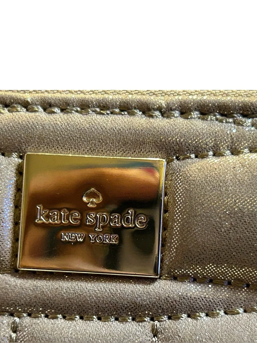 Kate Spade NY Quilted Leather Crossbody Bag Gold Metallic Champagne Purse